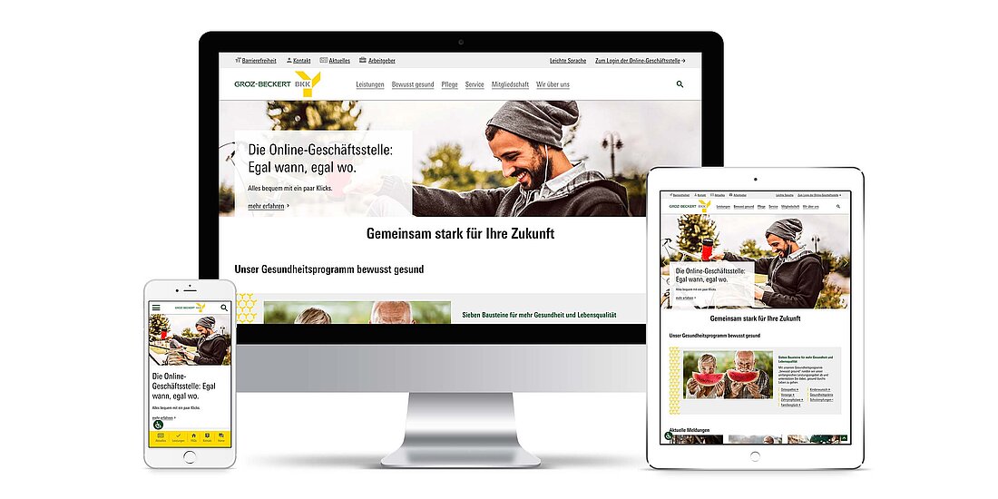 Responsive Design Mockups der BKK Groz-Beckert Website