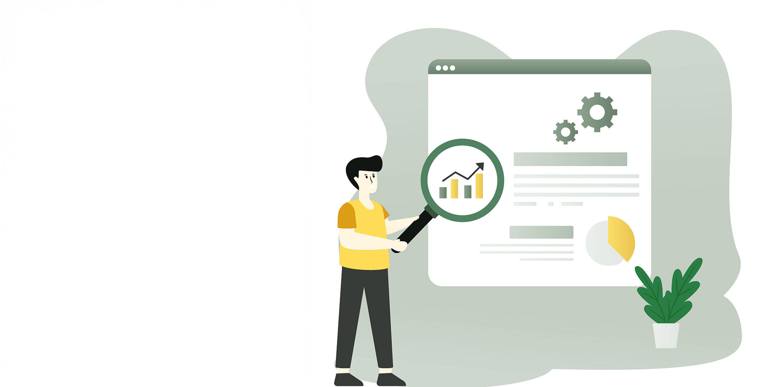 Person analysiert Diagramm auf Bildschirm mit Lupe