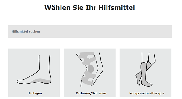 Wählen Sie Ihr Hilfsmittel. Benutzeroberfläche von hello Hilfsmittel